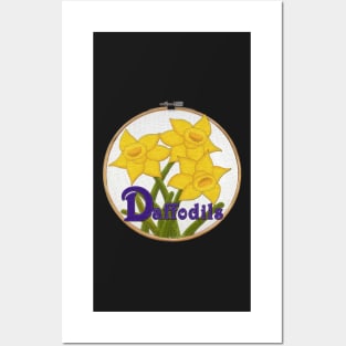 Daffodils Felt Look on Embroidery Hoop | Cherie's Art(c)2022 Posters and Art